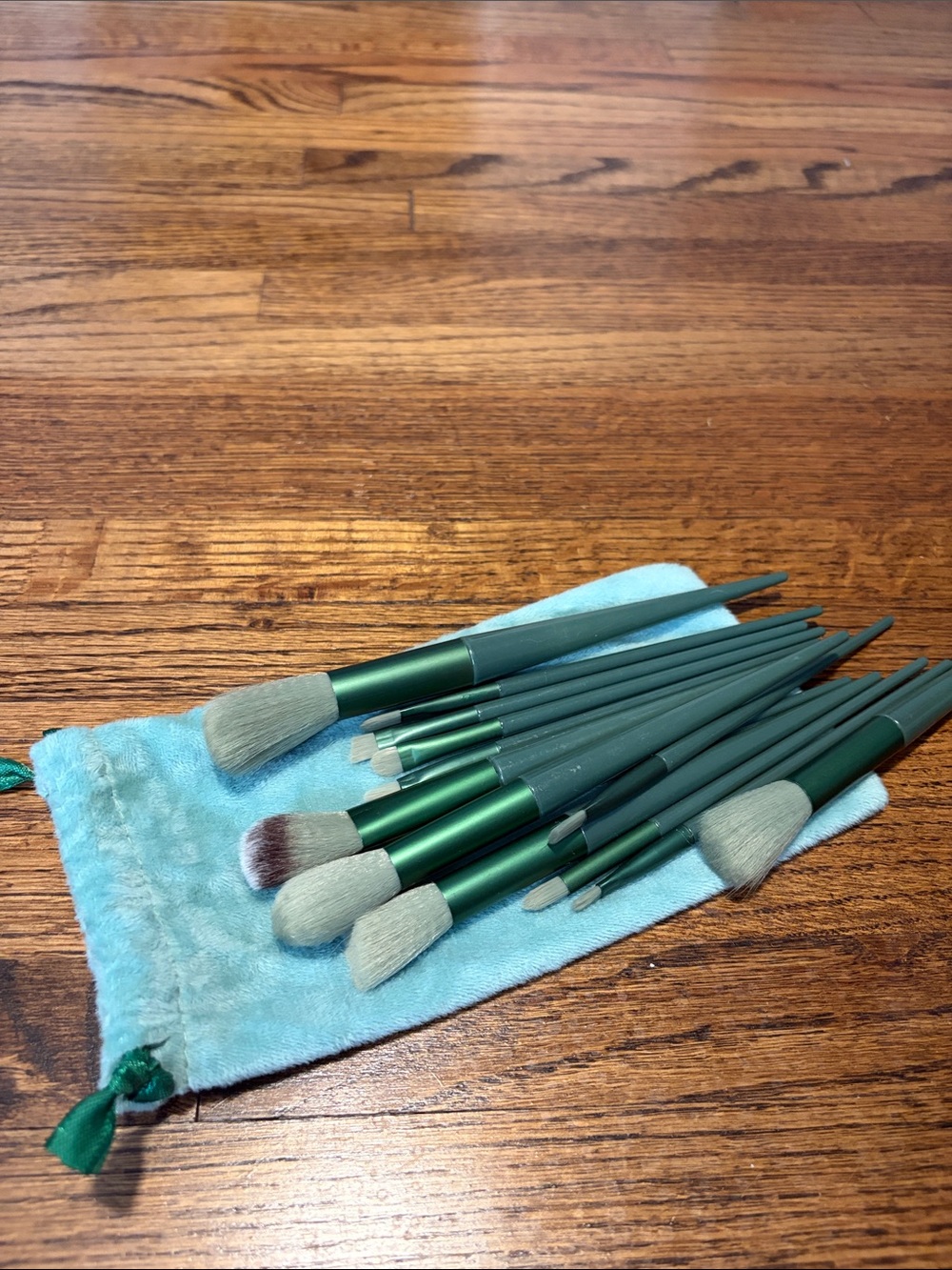 Green Makeup Brush Set with Green Pouch